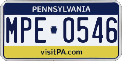 PA license plate MPE0546