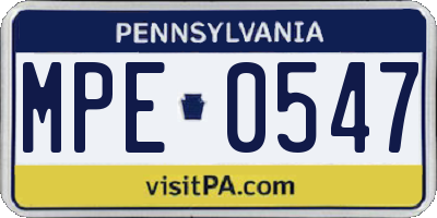 PA license plate MPE0547