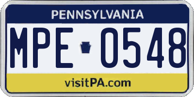 PA license plate MPE0548