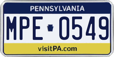 PA license plate MPE0549