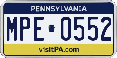 PA license plate MPE0552