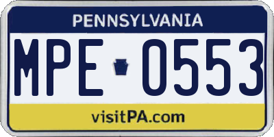 PA license plate MPE0553