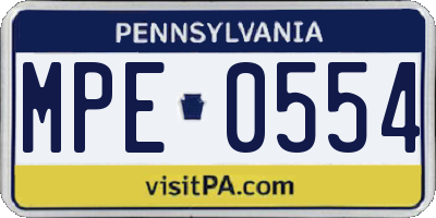 PA license plate MPE0554