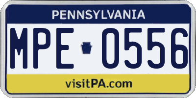 PA license plate MPE0556