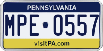 PA license plate MPE0557