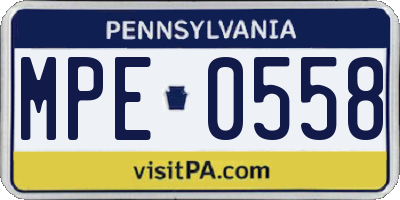PA license plate MPE0558