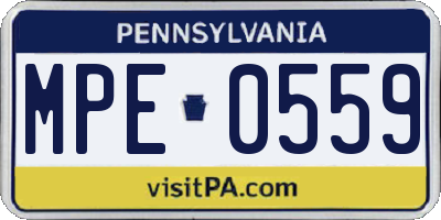 PA license plate MPE0559