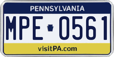PA license plate MPE0561