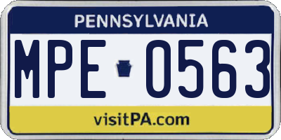 PA license plate MPE0563