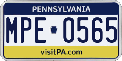 PA license plate MPE0565