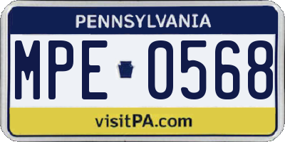 PA license plate MPE0568