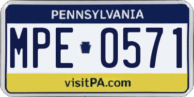 PA license plate MPE0571
