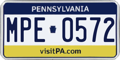 PA license plate MPE0572