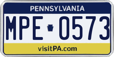 PA license plate MPE0573