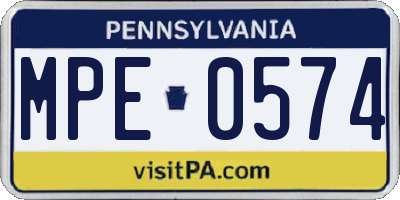 PA license plate MPE0574