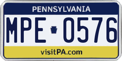 PA license plate MPE0576