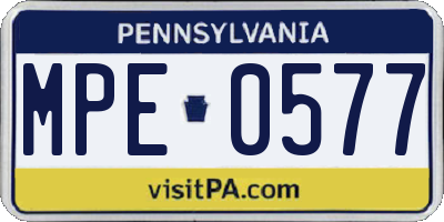 PA license plate MPE0577