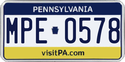 PA license plate MPE0578