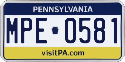 PA license plate MPE0581