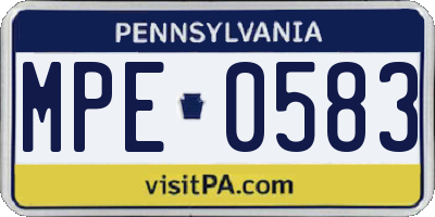 PA license plate MPE0583