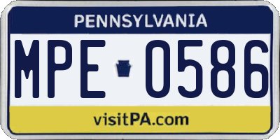 PA license plate MPE0586