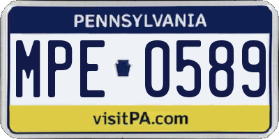 PA license plate MPE0589