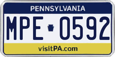 PA license plate MPE0592