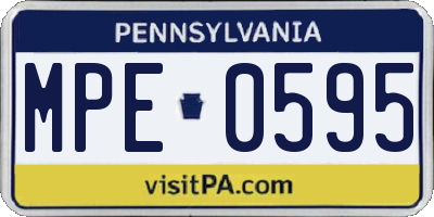 PA license plate MPE0595