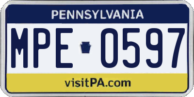 PA license plate MPE0597