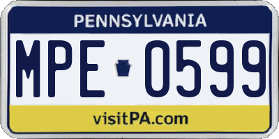 PA license plate MPE0599