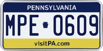 PA license plate MPE0609