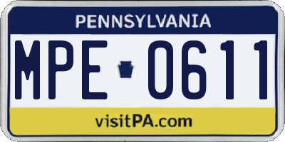 PA license plate MPE0611