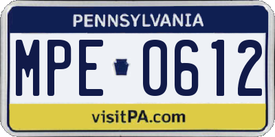 PA license plate MPE0612