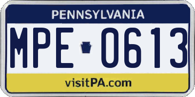 PA license plate MPE0613