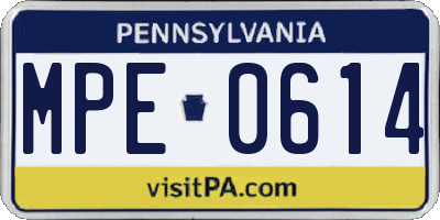 PA license plate MPE0614