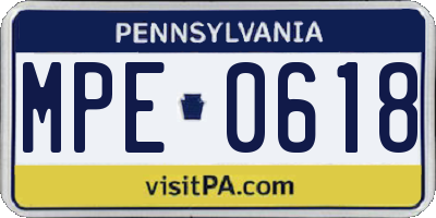 PA license plate MPE0618