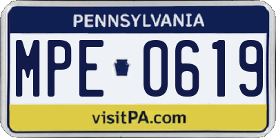 PA license plate MPE0619