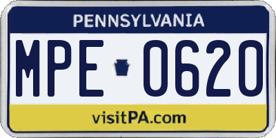 PA license plate MPE0620