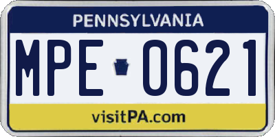 PA license plate MPE0621