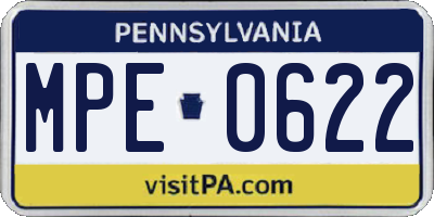 PA license plate MPE0622