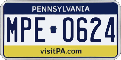 PA license plate MPE0624