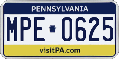 PA license plate MPE0625