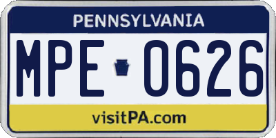 PA license plate MPE0626