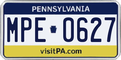 PA license plate MPE0627