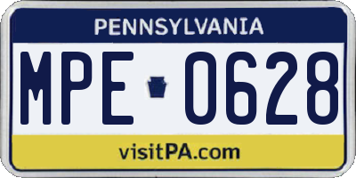 PA license plate MPE0628