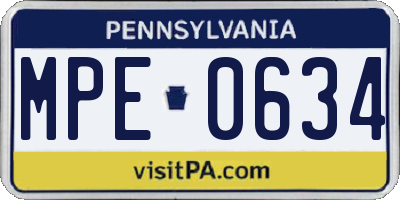 PA license plate MPE0634