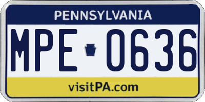 PA license plate MPE0636