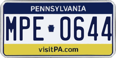 PA license plate MPE0644