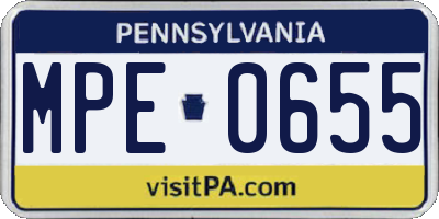 PA license plate MPE0655