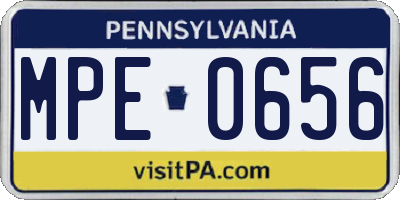 PA license plate MPE0656